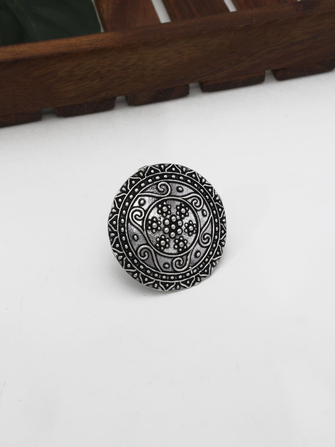 Silver Color Oxidised Ring