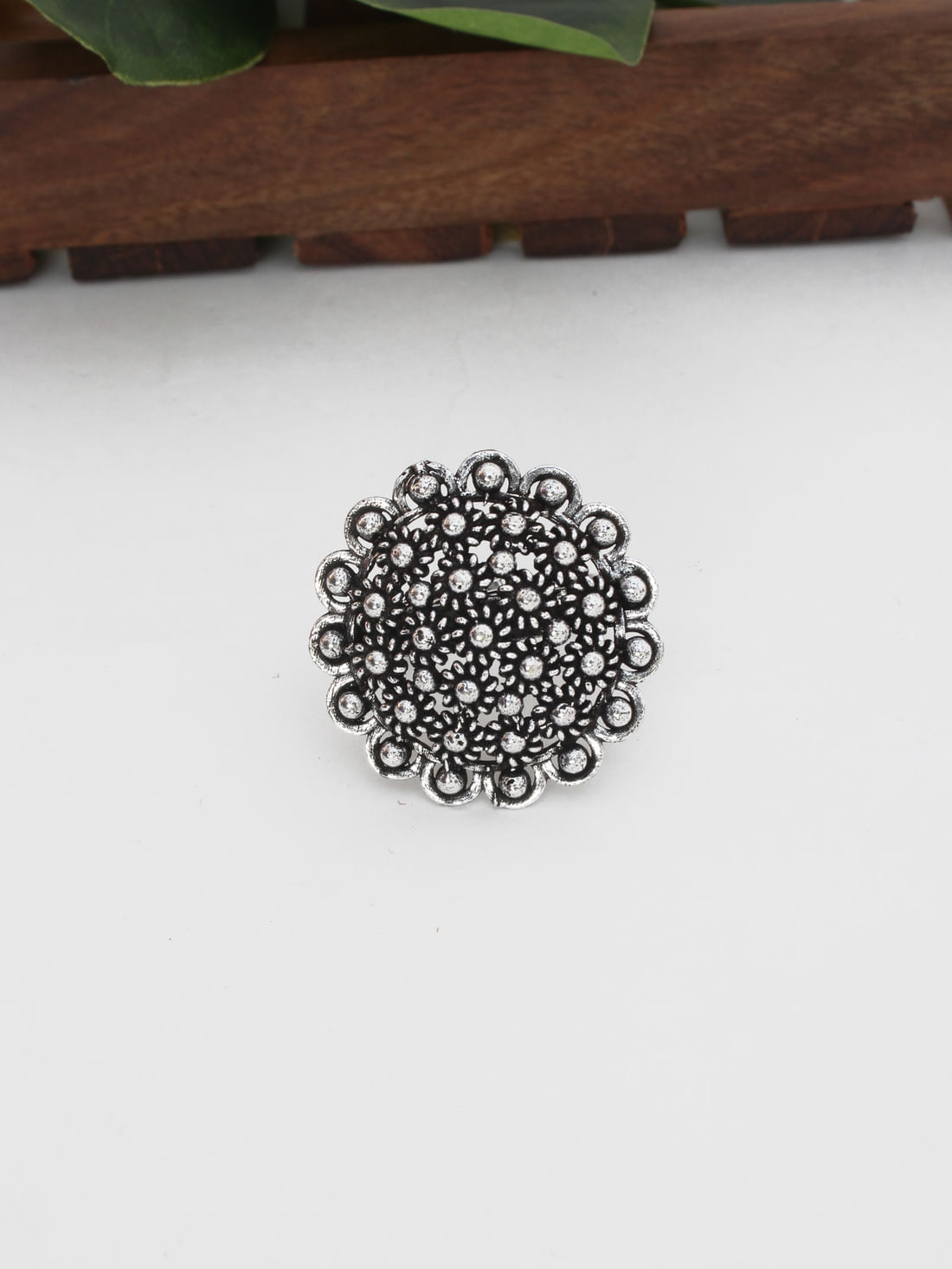 Silver Color Oxidised Ring