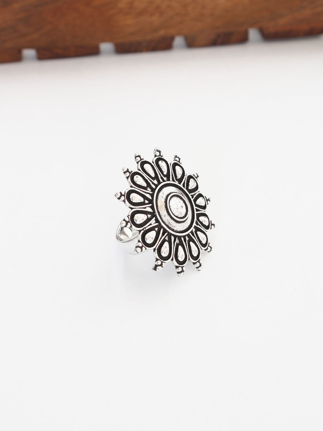 Silver Color Oxidised Ring