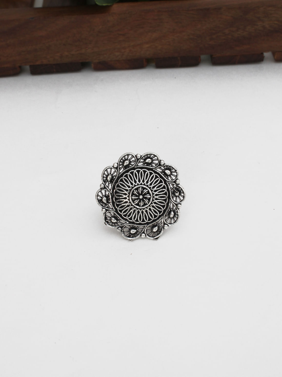 Silver Color Oxidised Ring