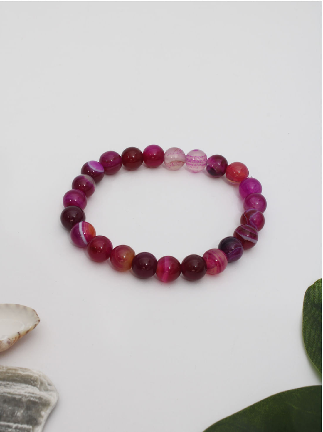 Pink Banded Onyx Healing Crystal Bracelet(8Mm)