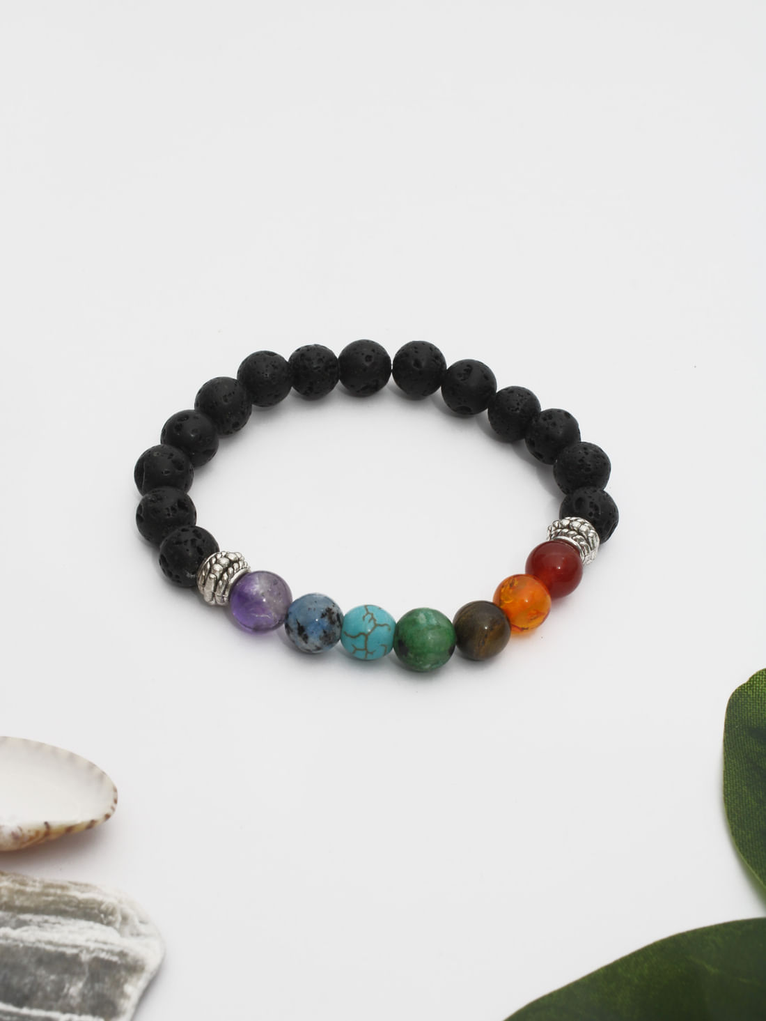 7 Chakra Bracelet With Lava (8Mm)