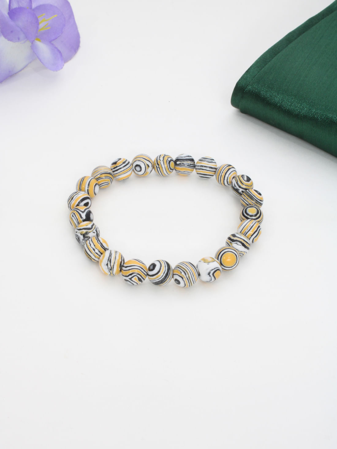 Black & White Malachite Healing Crystal Bracelet(8Mm)