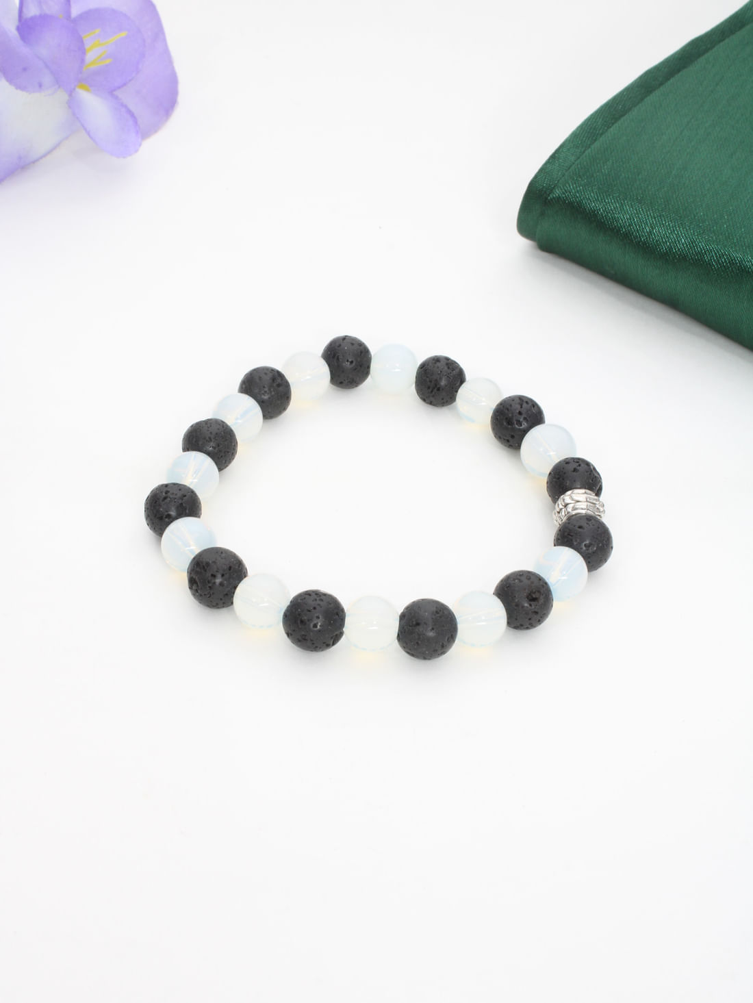 Opalite & Black Lava Healing Crystal Bracelet(8Mm)